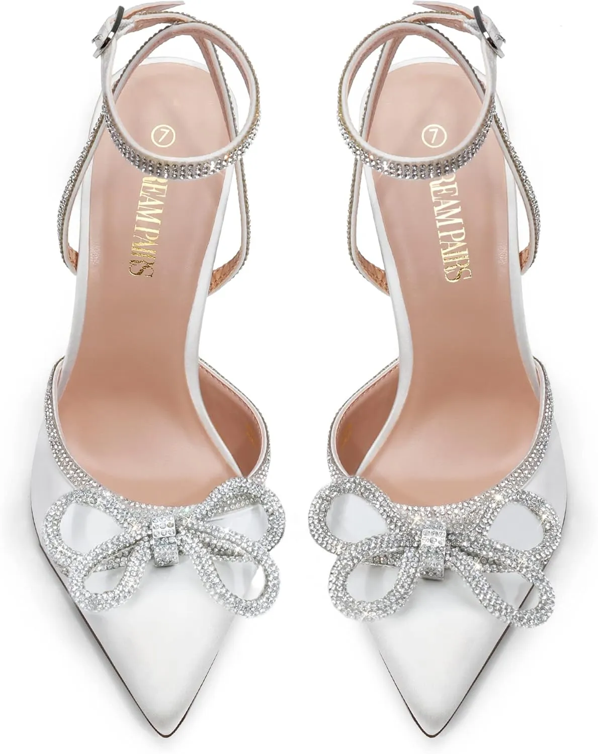DREAM PAIRS Women's High Heels Destiny Closed Toe Strappy Heels Sexy Rhinestone Ankle Strap Pumps Wedding Bridal Party Dress Shoes