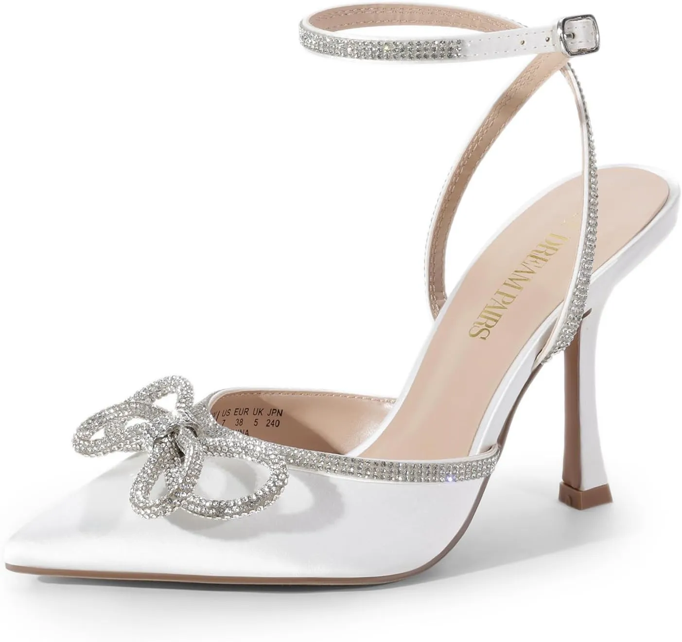 DREAM PAIRS Women's High Heels Destiny Closed Toe Strappy Heels Sexy Rhinestone Ankle Strap Pumps Wedding Bridal Party Dress Shoes