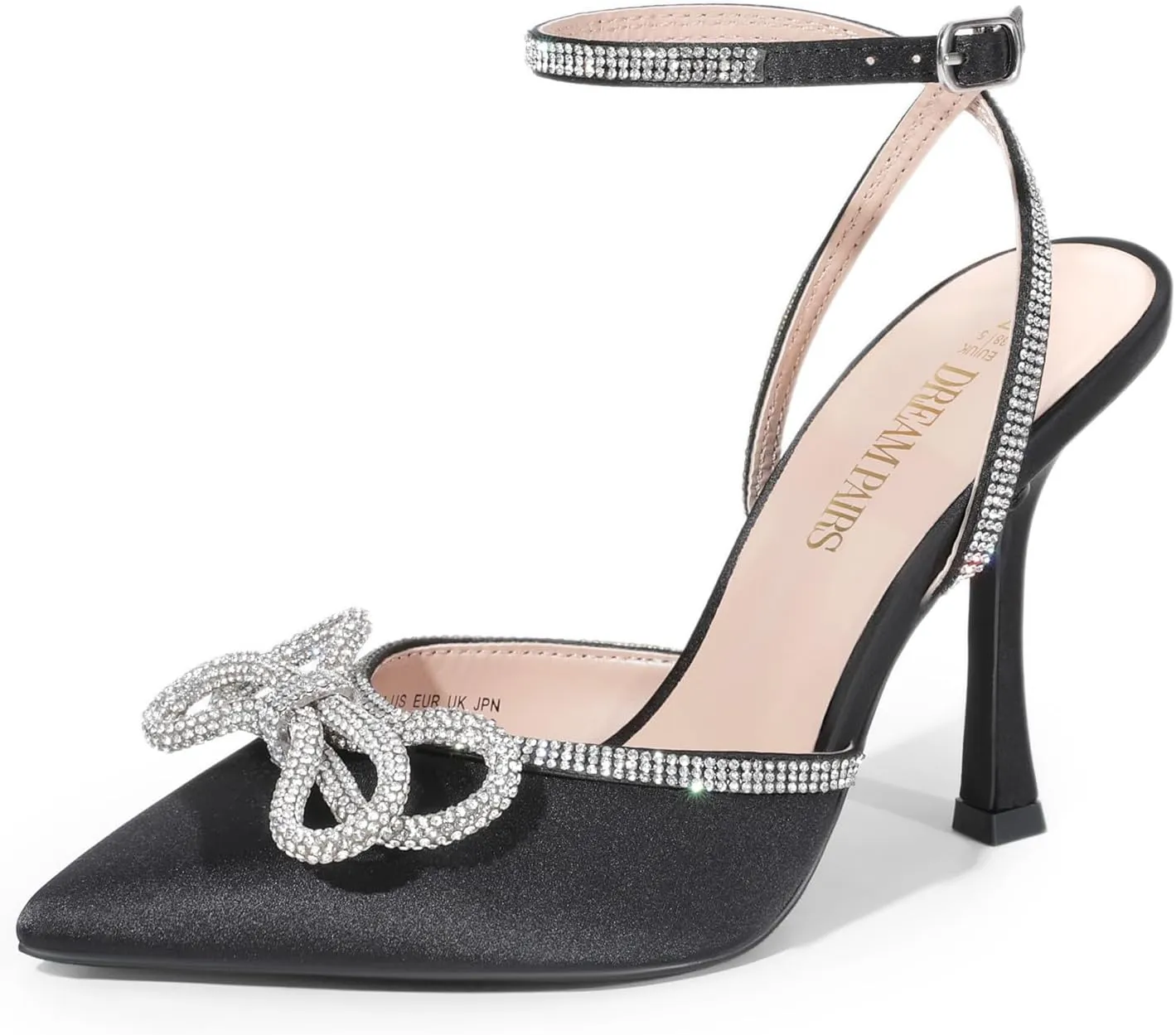 DREAM PAIRS Women's High Heels Destiny Closed Toe Strappy Heels Sexy Rhinestone Ankle Strap Pumps Wedding Bridal Party Dress Shoes