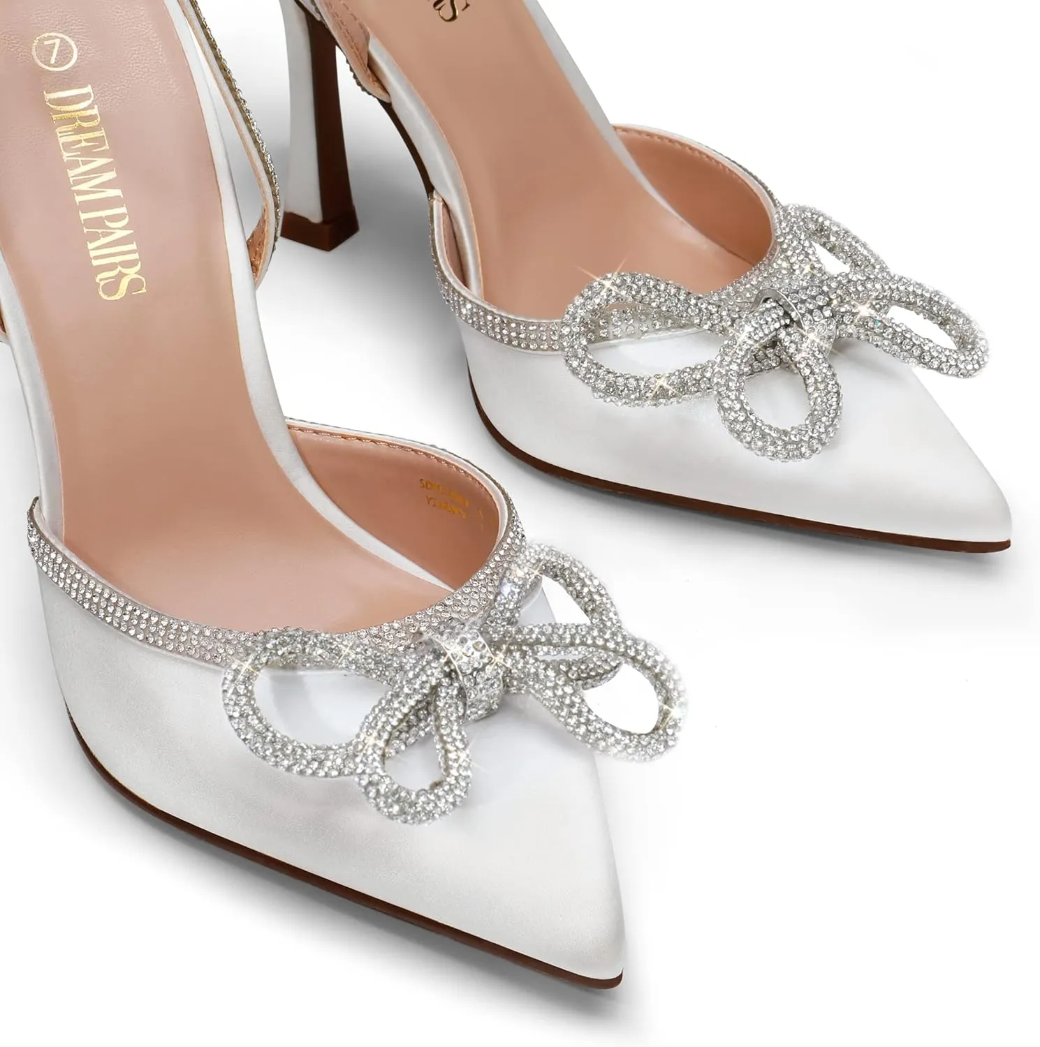 DREAM PAIRS Women's High Heels Destiny Closed Toe Strappy Heels Sexy Rhinestone Ankle Strap Pumps Wedding Bridal Party Dress Shoes