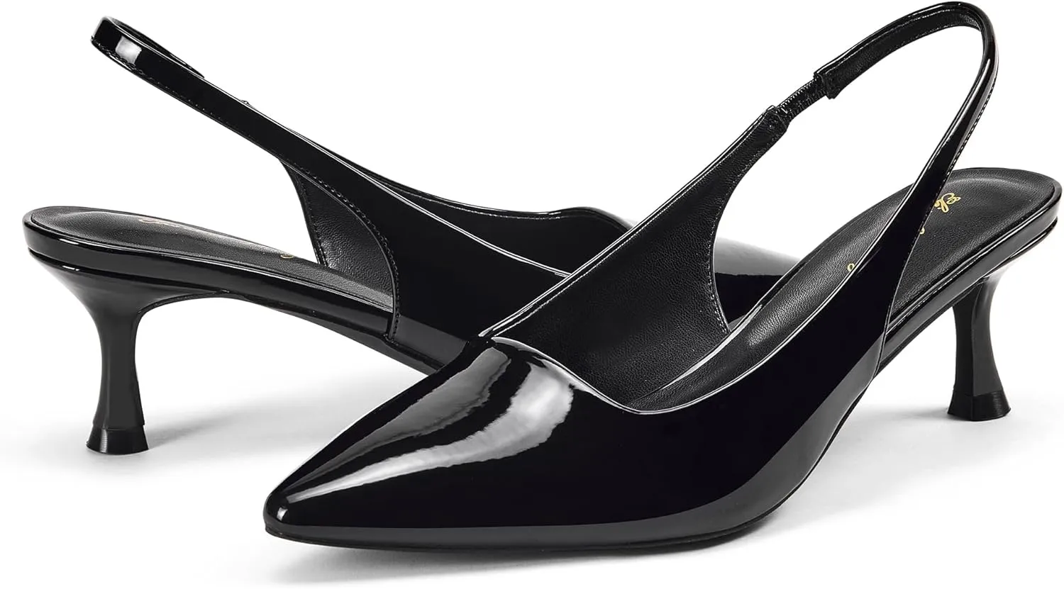 Elisabet Tang 2IN Trendy Closed Toe Slingback Kitten Heels for Women Low Dressy Pumps Wide Width Sexy for Prom