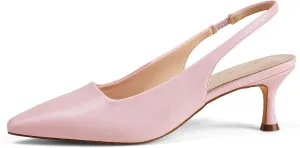 Elisabet Tang 2IN Trendy Closed Toe Slingback Kitten Heels for Women Low Dressy Pumps Wide Width Sexy for Prom