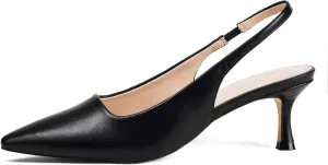 Elisabet Tang 2IN Trendy Closed Toe Slingback Kitten Heels for Women Low Dressy Pumps Wide Width Sexy for Prom