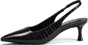 Elisabet Tang 2IN Trendy Closed Toe Slingback Kitten Heels for Women Low Dressy Pumps Wide Width Sexy for Prom
