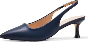 Elisabet Tang 2IN Trendy Closed Toe Slingback Kitten Heels for Women Low Dressy Pumps Wide Width Sexy for Prom