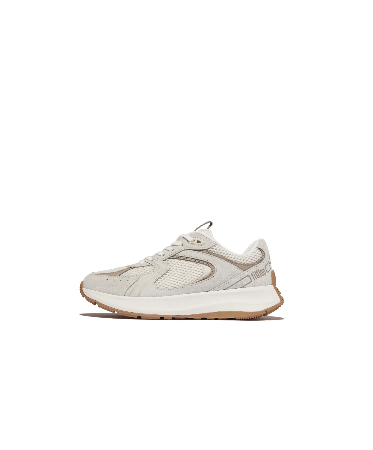 FitFlop F-Mode Flow Suede Mesh Leather Flatform Sneaker Urban White