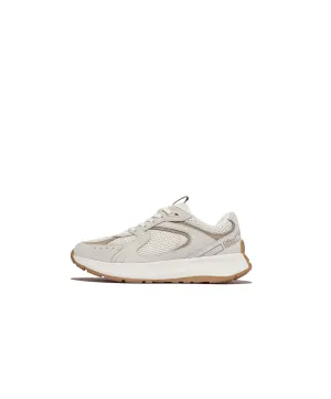 FitFlop F-Mode Flow Suede Mesh Leather Flatform Sneaker Urban White