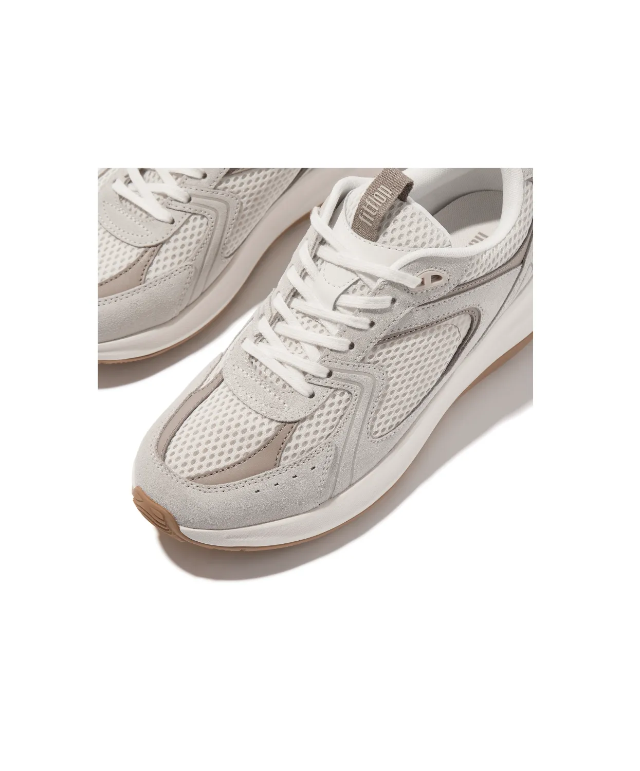 FitFlop F-Mode Flow Suede Mesh Leather Flatform Sneaker Urban White