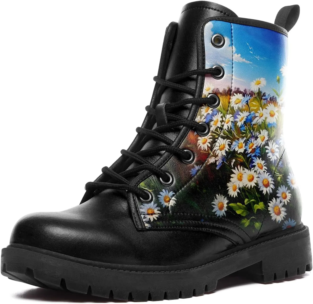 Floral Lady's Ankle Boots Fashion Comfortable Platform Women's Dress Booties Gift Flowers Lace-up Trendy Dress Shoes