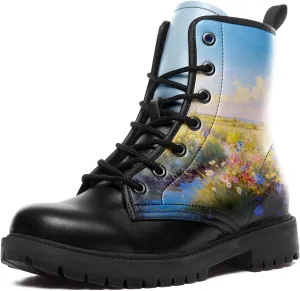 Floral Lady's Ankle Boots Fashion Comfortable Platform Women's Dress Booties Gift Flowers Lace-up Trendy Dress Shoes