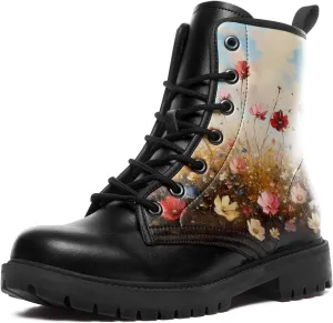Floral Lady's Ankle Boots Fashion Comfortable Platform Women's Dress Booties Gift Flowers Lace-up Trendy Dress Shoes