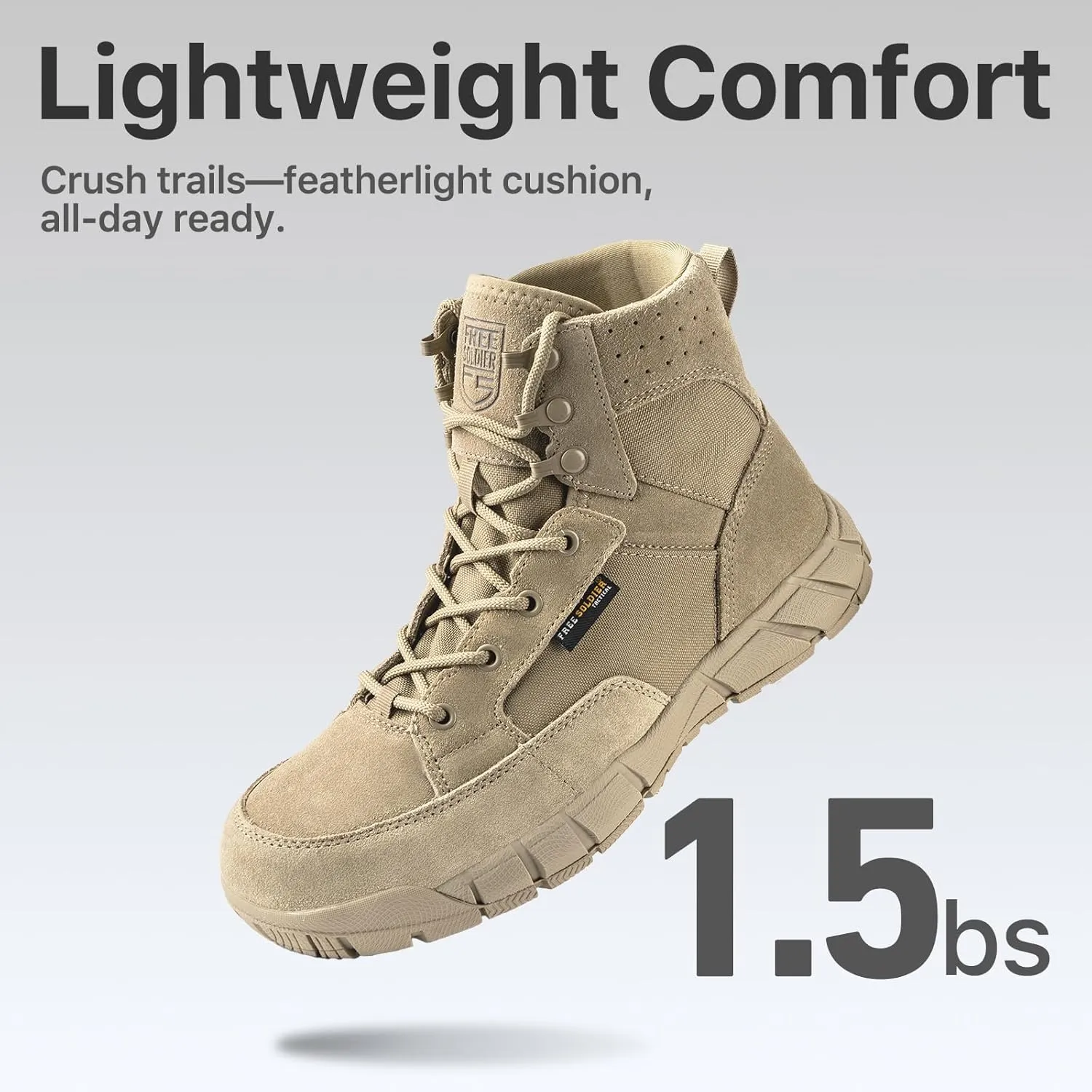 FREE SOLDIER Waterproof Hiking Work Boots Men's Tactical Boots 6 Inches Lightweight Military Boots Breathable Desert Boots