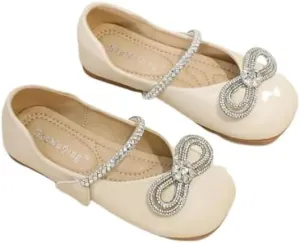 Girls Big Kid Mary Jane Ballerina Flat Dress Shoes Rhinestone Glitter Summer Spring