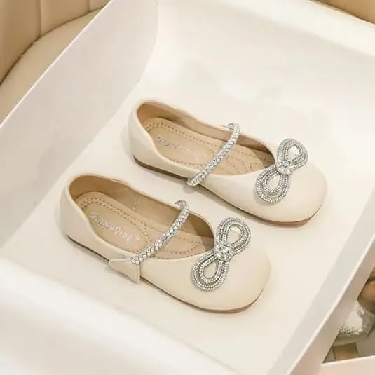 Girls Big Kid Mary Jane Ballerina Flat Dress Shoes Rhinestone Glitter Summer Spring