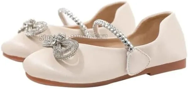 Girls Big Kid Mary Jane Ballerina Flat Dress Shoes Rhinestone Glitter Summer Spring