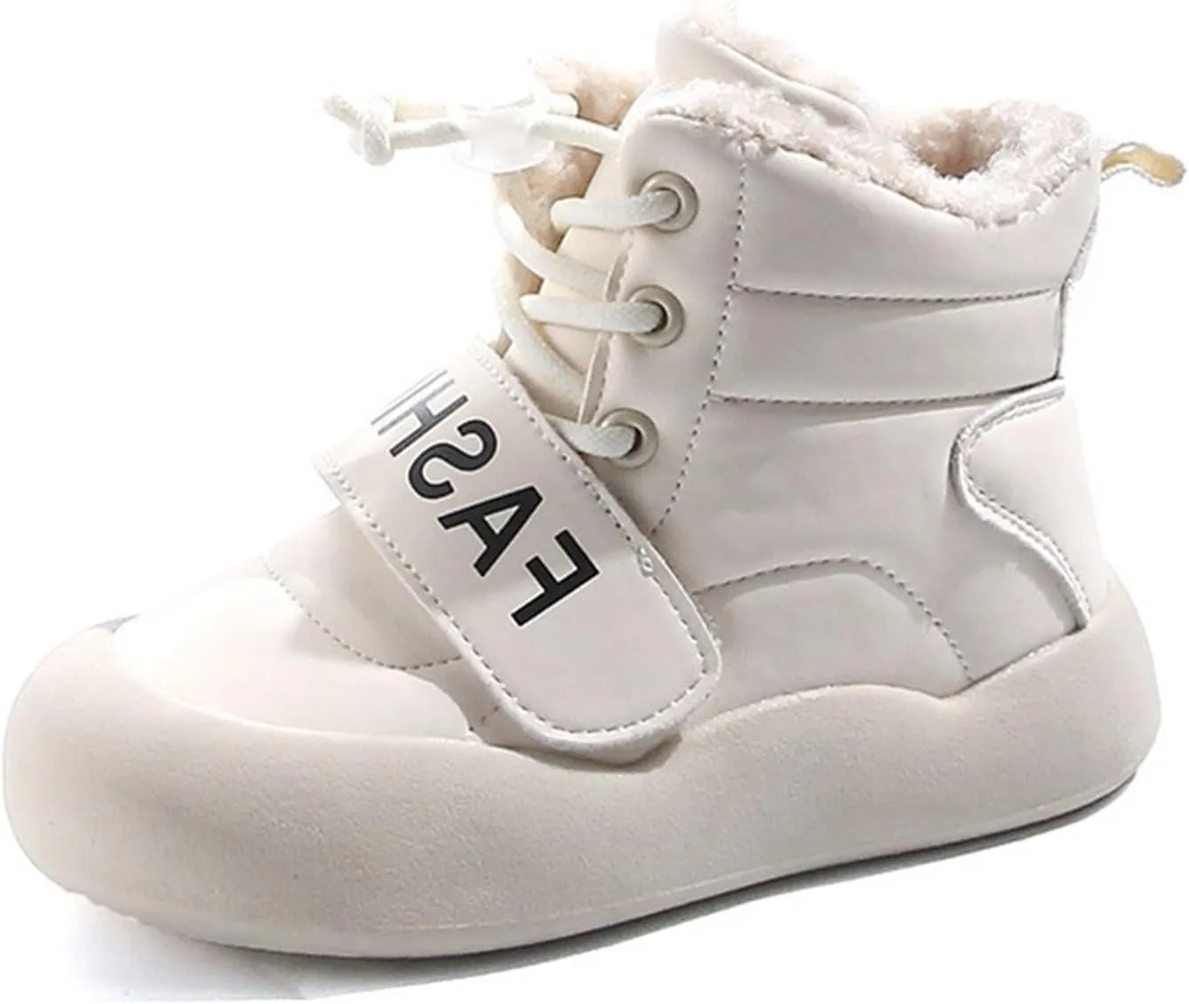 Girls Boys Furry Plush Snow Boots Water-Proof Outdoor Warm Cozy Anti-Slip Mid Calf Faux Fr Lined Little Boys Boots