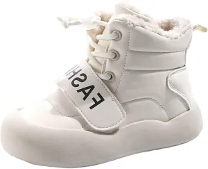 Girls Boys Furry Plush Snow Boots Water-Proof Outdoor Warm Cozy Anti-Slip Mid Calf Faux Fr Lined Little Boys Boots