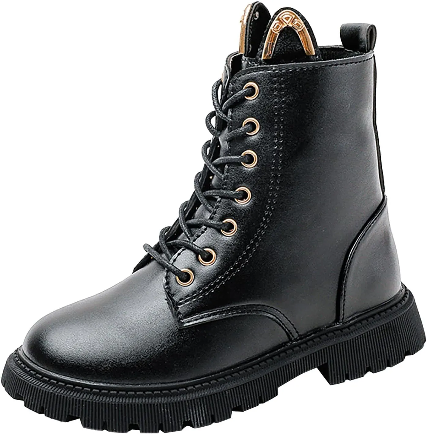 Girls Dress Boots Kids Fashion Side Zipper Lace Up Design Boots Outdoor Combat Boots Casual Shoes Mid Calf Booties