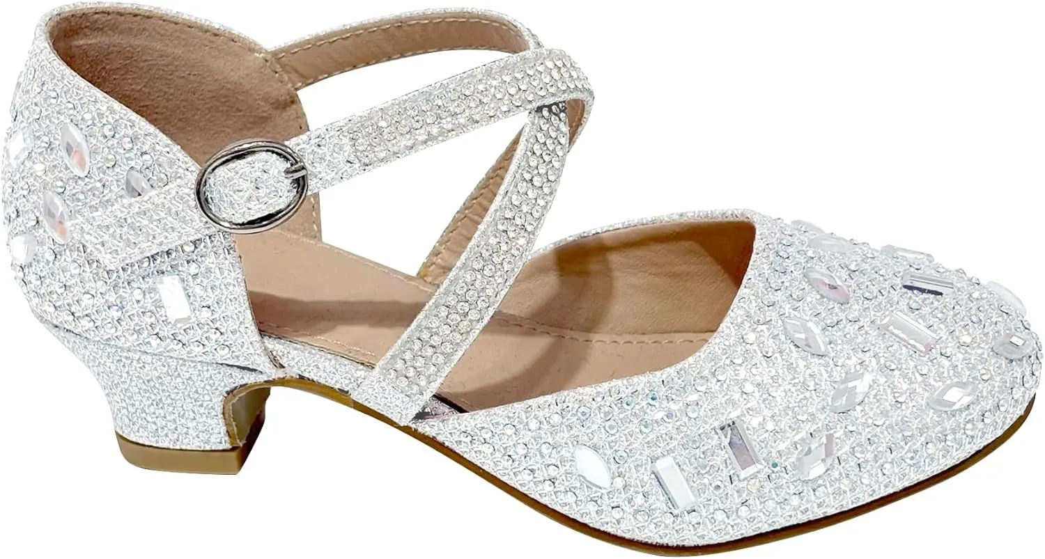 Girls Wedding Party Mary Jane Dress Shoes with Ankle Strap for Toddler Little Big Kids TR331