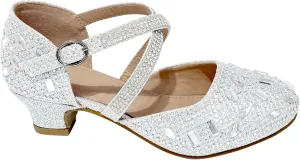 Girls Wedding Party Mary Jane Dress Shoes with Ankle Strap for Toddler Little Big Kids TR331