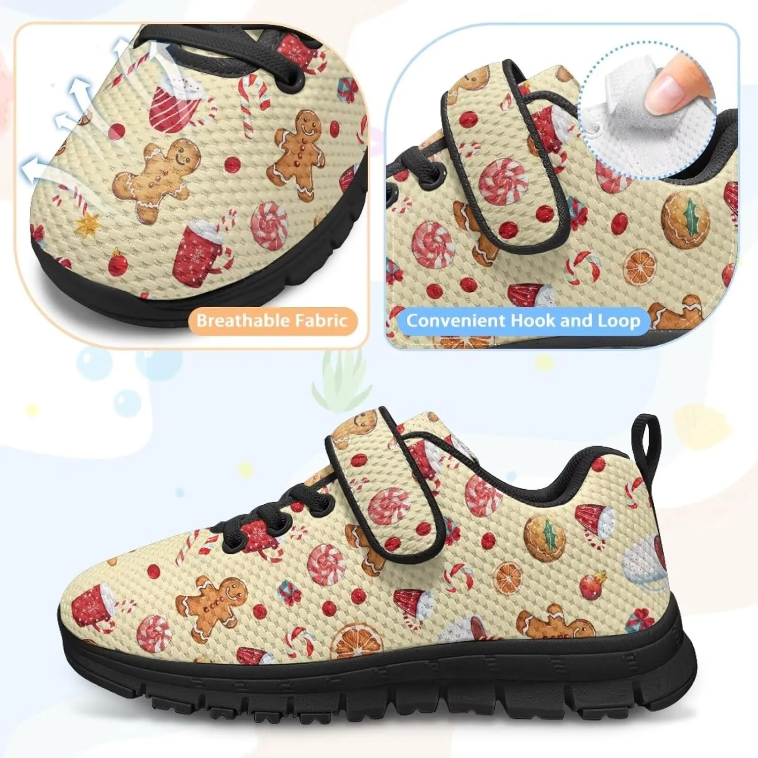 GOSTONG Unisex Kids Sneakers Breathable Mesh Easy-on Kids Casual Sneakers Non Slip Indoor Outdoor Walking Shoes Black US 11-15