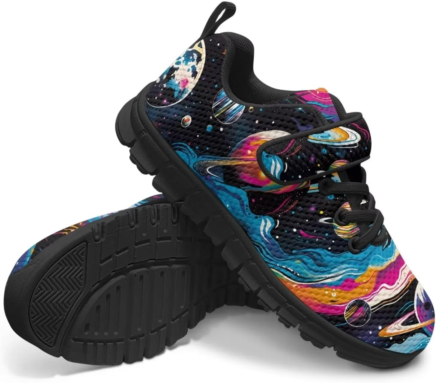 GOSTONG Unisex Kids Sneakers Breathable Mesh Easy-on Kids Casual Sneakers Non Slip Indoor Outdoor Walking Shoes Black US 11-15