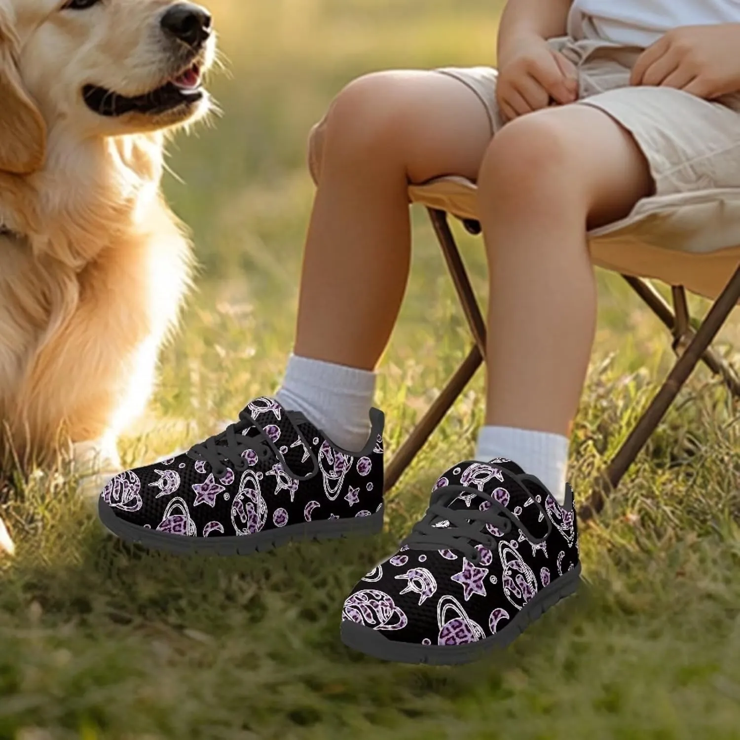 GOSTONG Unisex Kids Sneakers Breathable Mesh Easy-on Kids Casual Sneakers Non Slip Indoor Outdoor Walking Shoes Black US 11-15