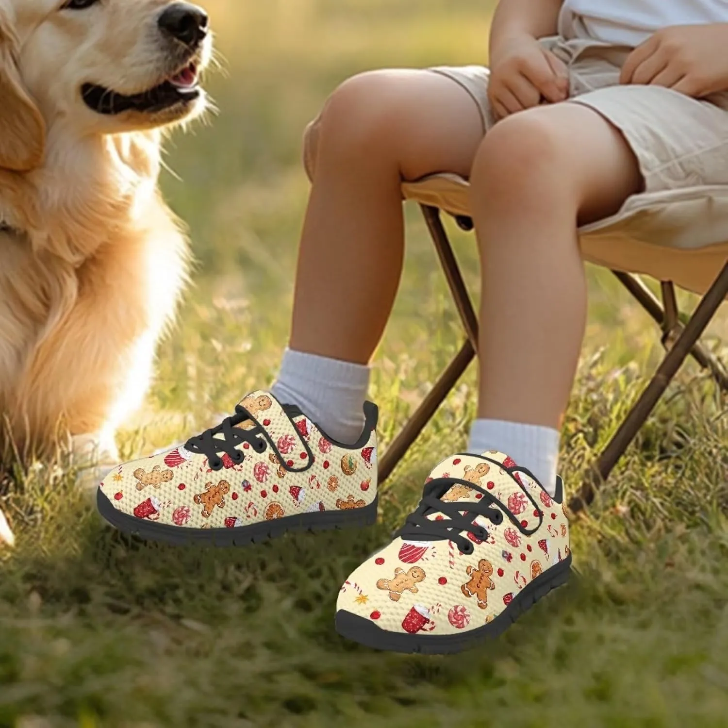 GOSTONG Unisex Kids Sneakers Breathable Mesh Easy-on Kids Casual Sneakers Non Slip Indoor Outdoor Walking Shoes Black US 11-15