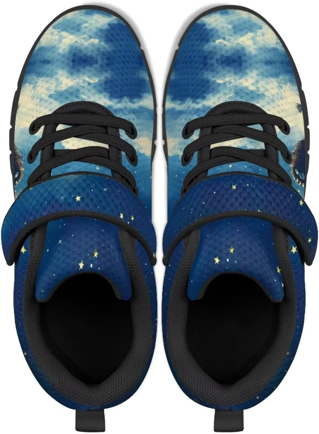 GOSTONG Unisex Kids Sneakers Breathable Mesh Easy-on Kids Casual Sneakers Non Slip Indoor Outdoor Walking Shoes Black US 11-15