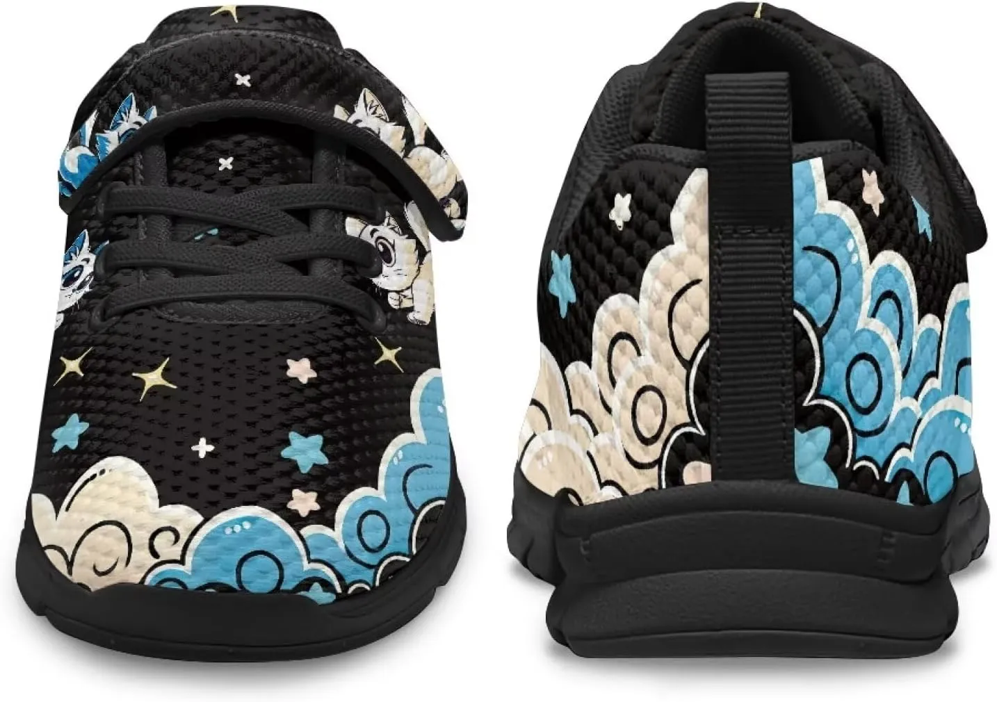 GOSTONG Unisex Kids Sneakers Breathable Mesh Easy-on Kids Casual Sneakers Non Slip Indoor Outdoor Walking Shoes Black US 11-15