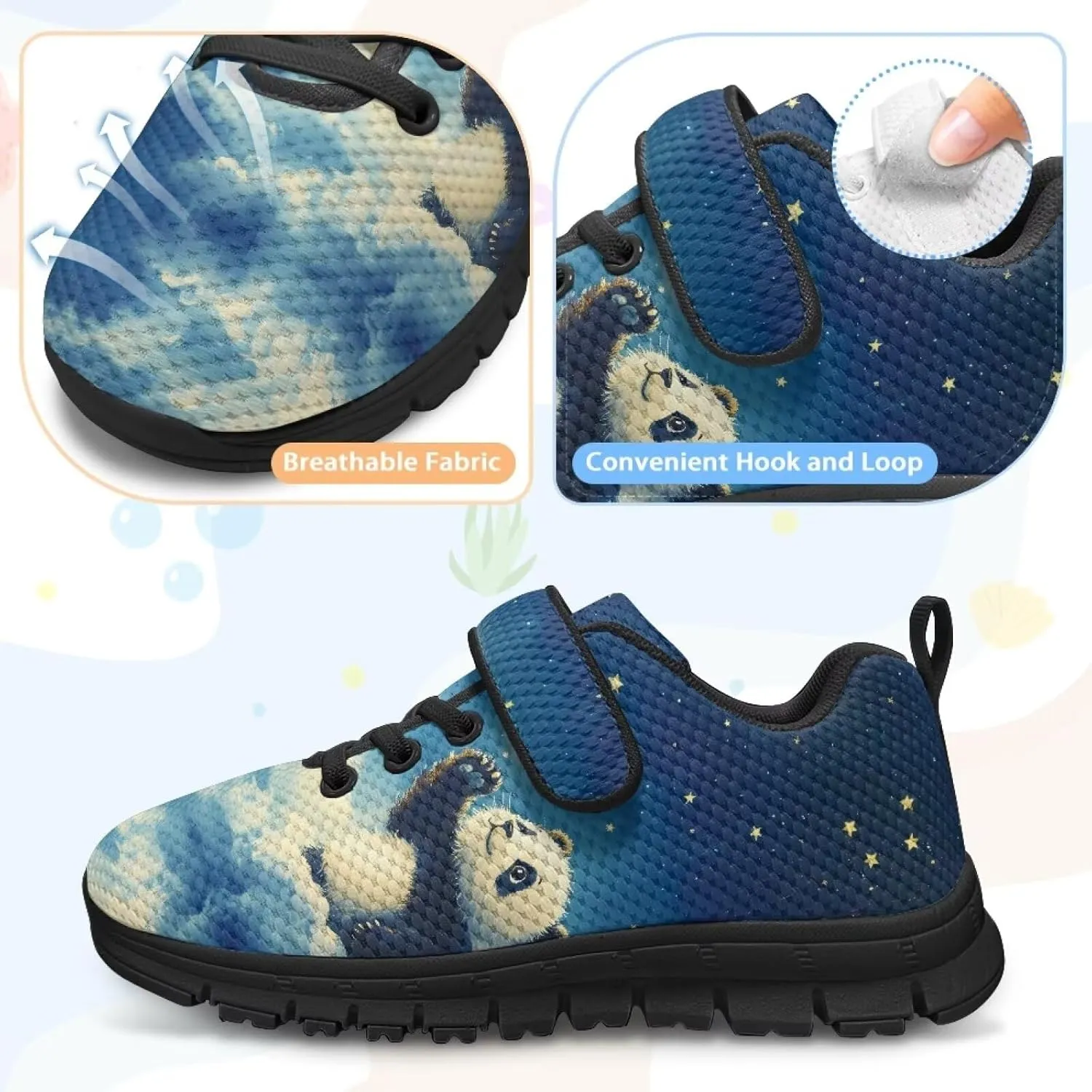 GOSTONG Unisex Kids Sneakers Breathable Mesh Easy-on Kids Casual Sneakers Non Slip Indoor Outdoor Walking Shoes Black US 11-15