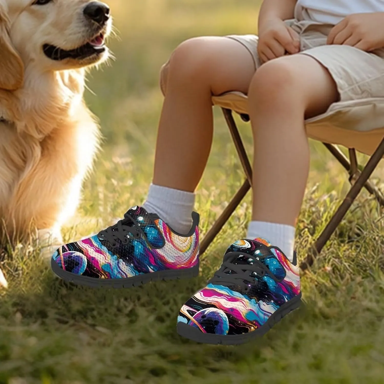 GOSTONG Unisex Kids Sneakers Breathable Mesh Easy-on Kids Casual Sneakers Non Slip Indoor Outdoor Walking Shoes Black US 11-15
