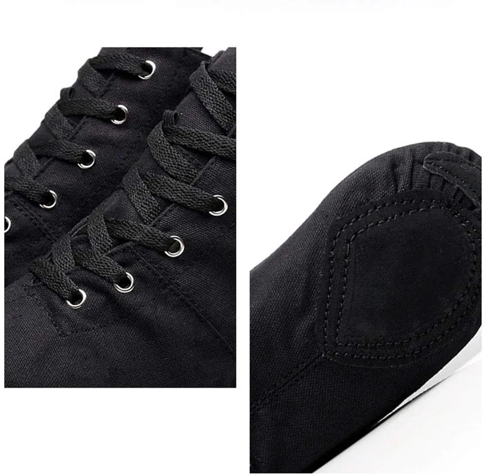 HIPPOSEUS Canvas Over The Ankle Lace Up Jazz Boots Ballroom Modern Dance Shoes for Women and Men