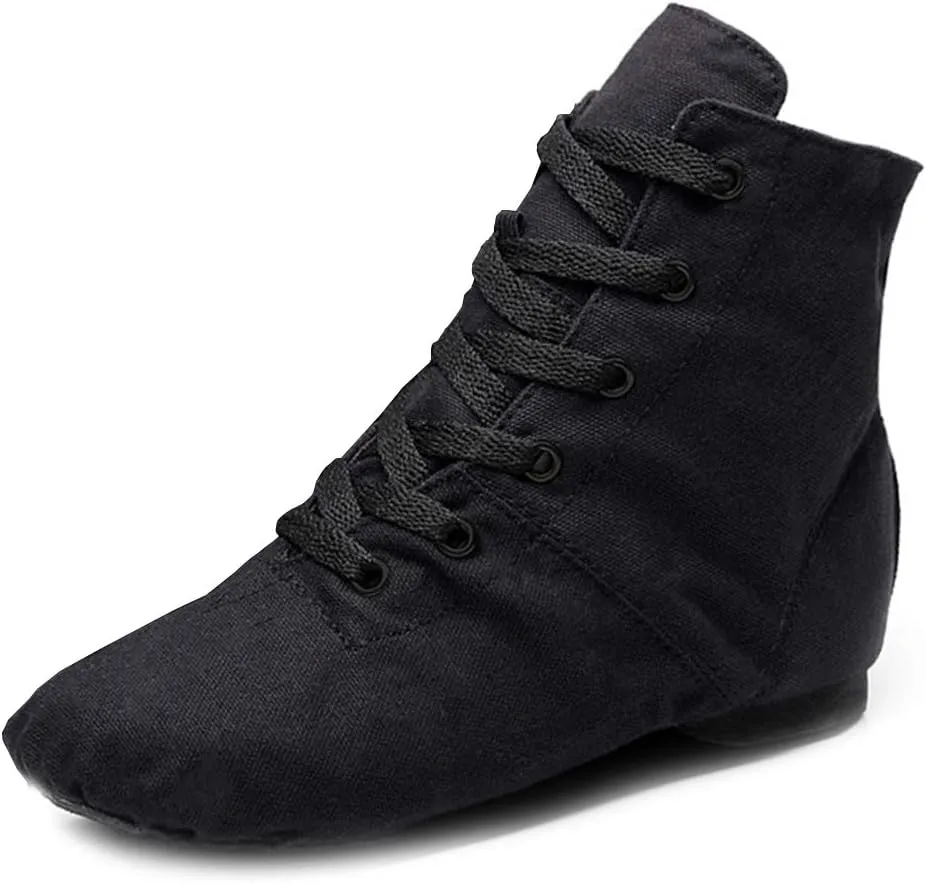 HIPPOSEUS Canvas Over The Ankle Lace Up Jazz Boots Ballroom Modern Dance Shoes for Women and Men