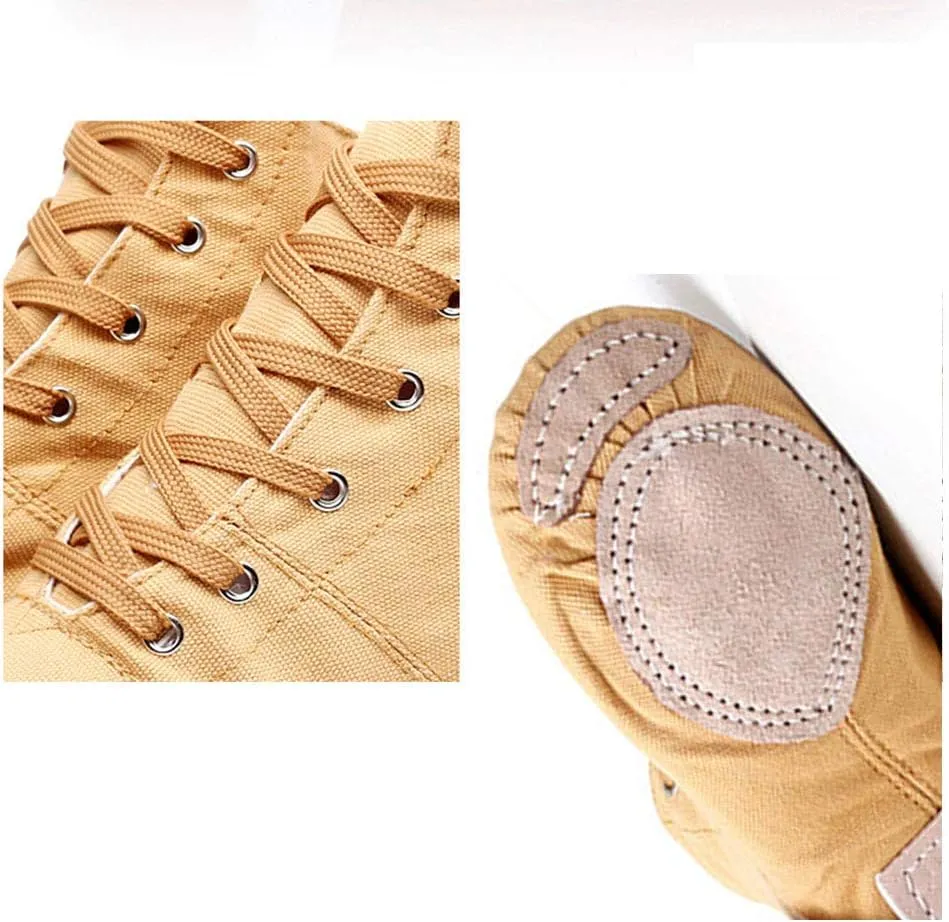 HIPPOSEUS Canvas Over The Ankle Lace Up Jazz Boots Ballroom Modern Dance Shoes for Women and Men