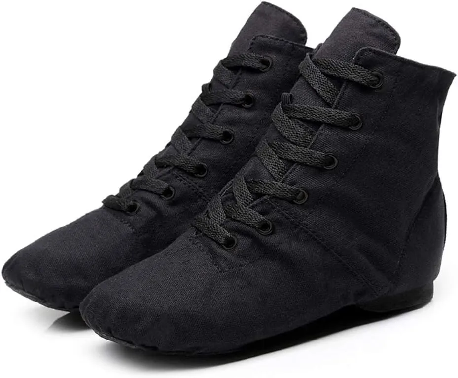 HIPPOSEUS Canvas Over The Ankle Lace Up Jazz Boots Ballroom Modern Dance Shoes for Women and Men