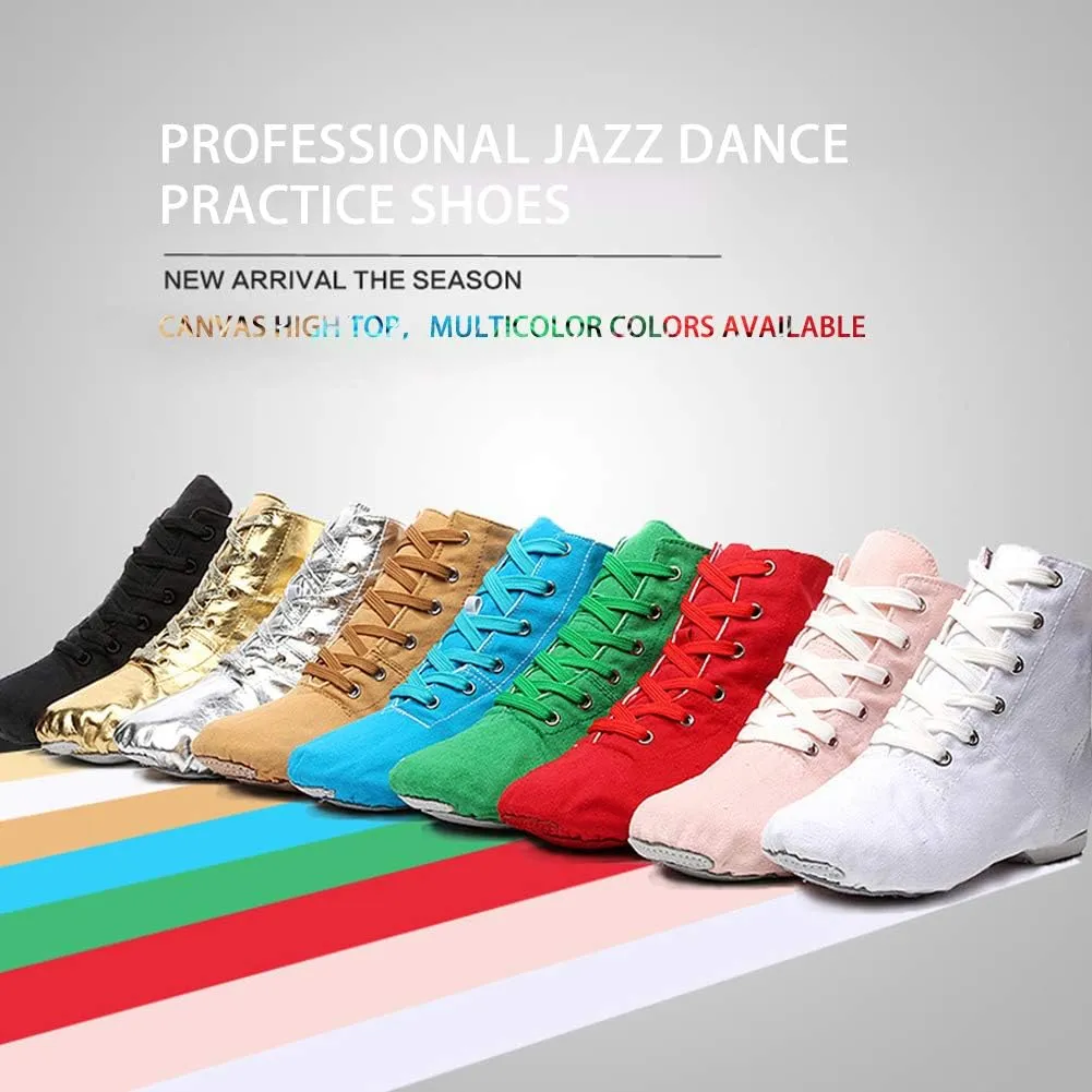 HIPPOSEUS Canvas Over The Ankle Lace Up Jazz Boots Ballroom Modern Dance Shoes for Women and Men