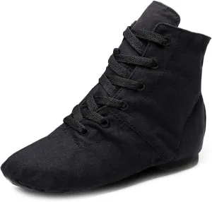 HIPPOSEUS Canvas Over The Ankle Lace Up Jazz Boots Ballroom Modern Dance Shoes for Women and Men