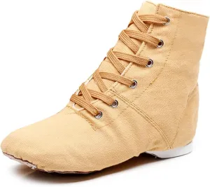 HIPPOSEUS Canvas Over The Ankle Lace Up Jazz Boots Ballroom Modern Dance Shoes for Women and Men