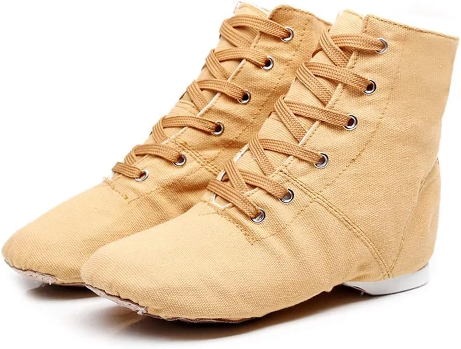 HIPPOSEUS Canvas Over The Ankle Lace Up Jazz Boots Ballroom Modern Dance Shoes for Women and Men