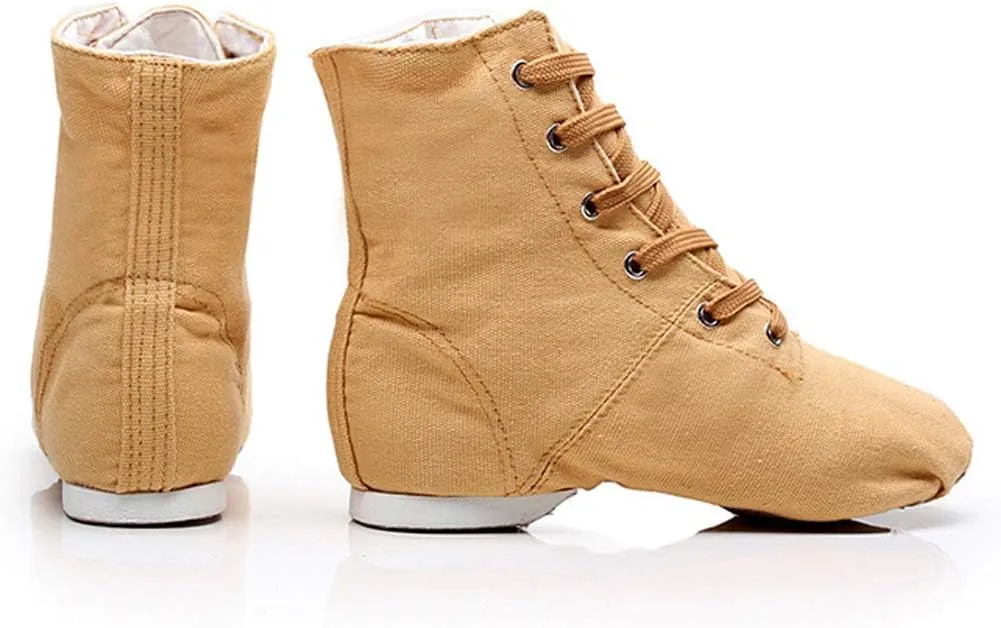 HIPPOSEUS Canvas Over The Ankle Lace Up Jazz Boots Ballroom Modern Dance Shoes for Women and Men