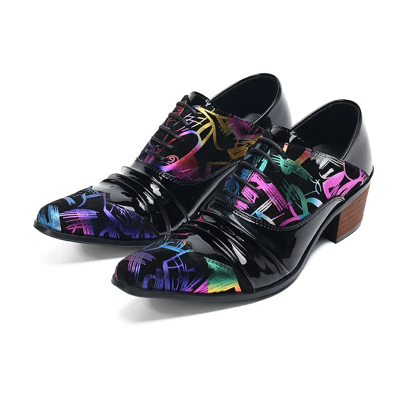 Horsebit leather shoes men's pointed toe Korean version trendy inner heightening slip-on men's shoes hairstylist personalized crocodile pattern trendy shoes