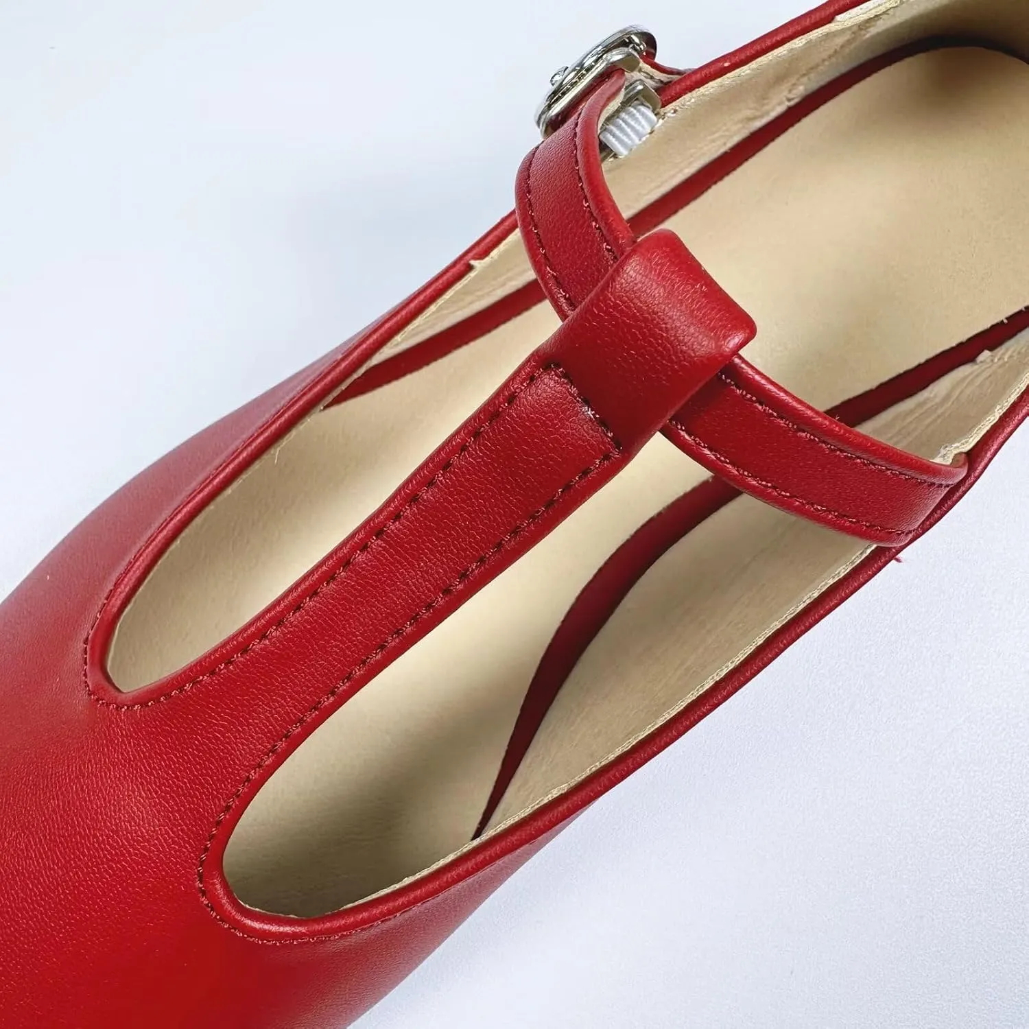 INEELUYI Women's PU Leather Mary Janes Flats Shoes T-Strap Buckle Round Toe Flats Shoes Casual Dressy Ballerina Shoes