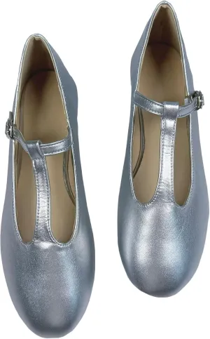 INEELUYI Women's PU Leather Mary Janes Flats Shoes T-Strap Buckle Round Toe Flats Shoes Casual Dressy Ballerina Shoes