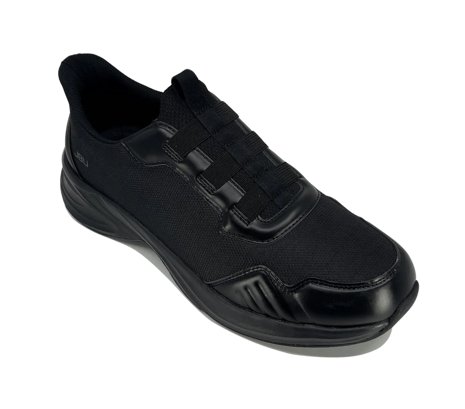 Jambu Men's Dash Easy-Wear Slip-On, Soft Knit and Nubuck Construction, Removable Relax Foam Insoles, Comfort Rocker Bottom, Black/Black, 10