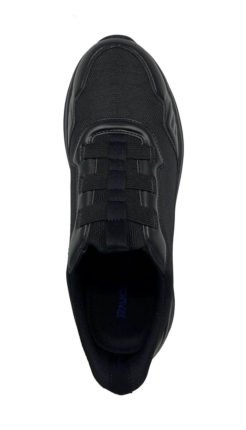Jambu Men's Dash Easy-Wear Slip-On, Soft Knit and Nubuck Construction, Removable Relax Foam Insoles, Comfort Rocker Bottom, Black/Black, 10