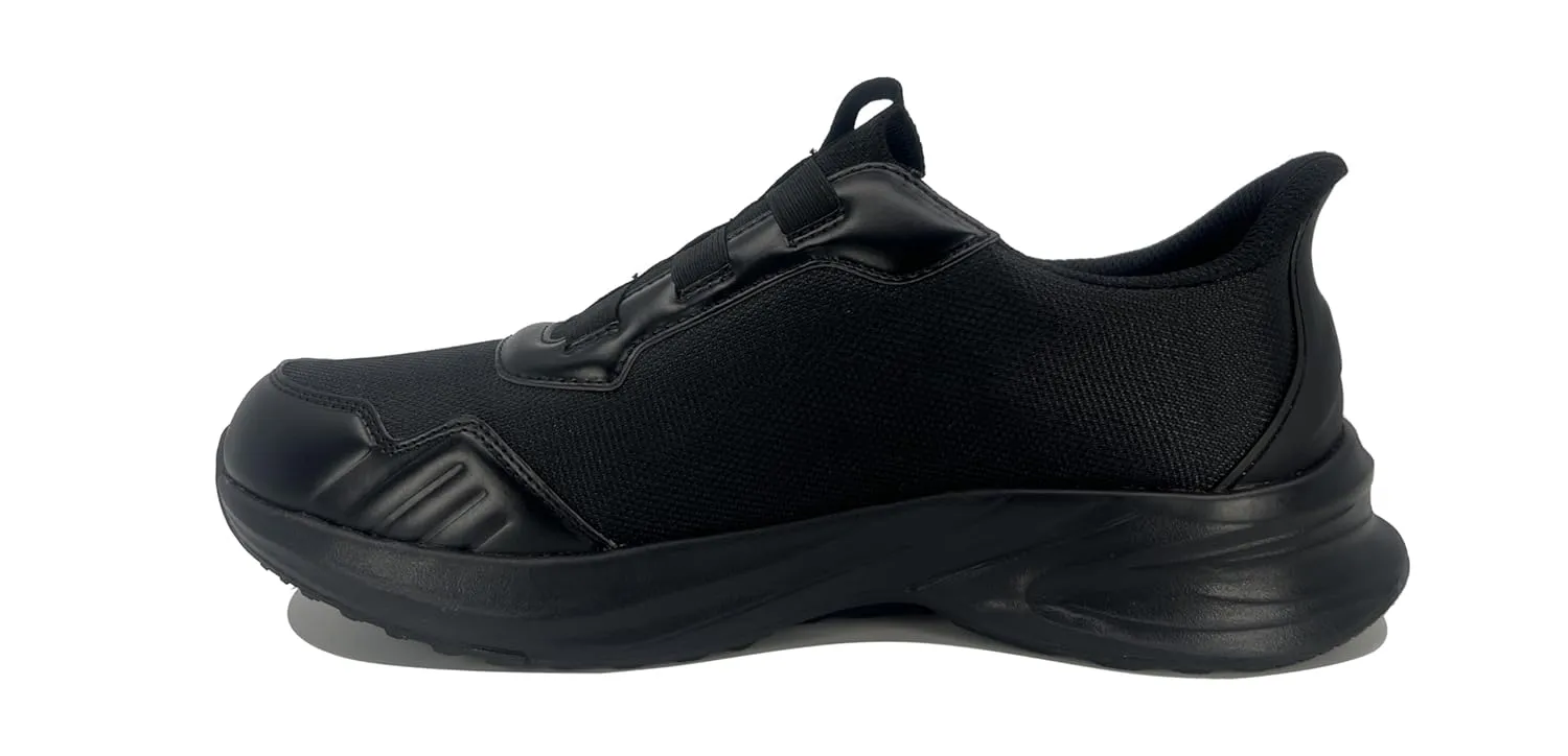 Jambu Men's Dash Easy-Wear Slip-On, Soft Knit and Nubuck Construction, Removable Relax Foam Insoles, Comfort Rocker Bottom, Black/Black, 10