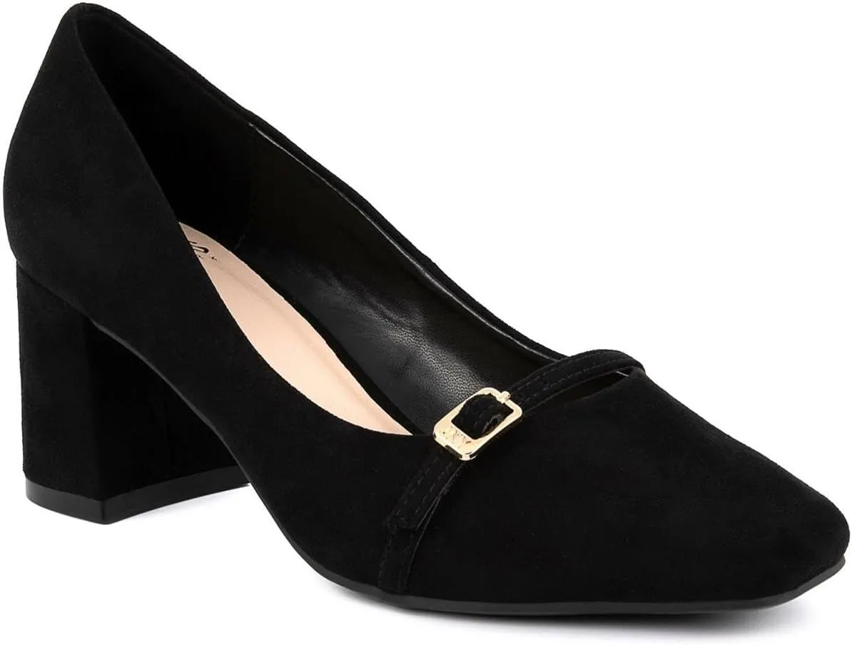 Jones New York Women's Patent Slingback Heeled Sandals | Block Heel Dress Shoes with Buckle | Open-Toe/Closed-Toe Elegant & Comfortable Footwear for Formal Events, Parties & Weddings