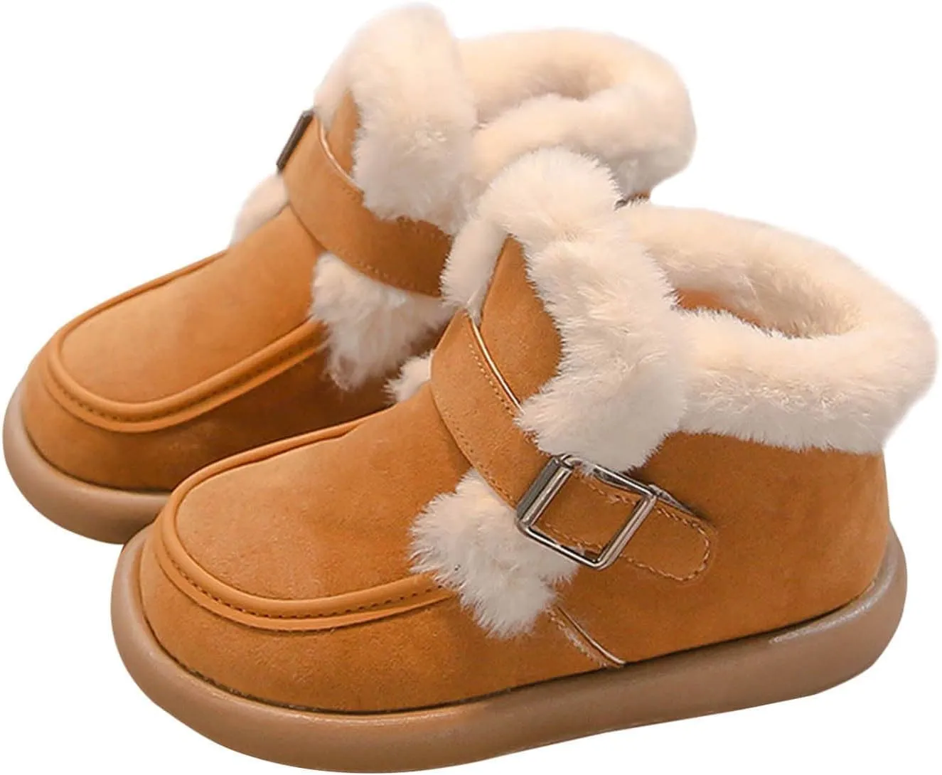 Kids Furry Warm Winter Ankle Boots Boys Girls Cozy Fleece Plush Soft Fuzzy Fr Collar Casual Boots for Toddler Boys