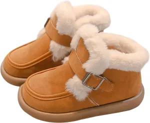 Kids Furry Warm Winter Ankle Boots Boys Girls Cozy Fleece Plush Soft Fuzzy Fr Collar Casual Boots for Toddler Boys
